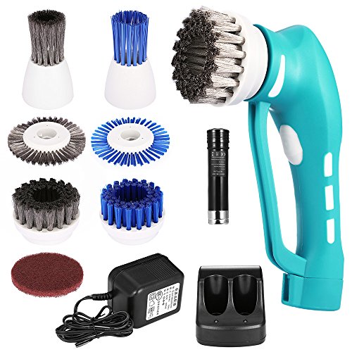 CookJoy Cepillo Limpiador Electrico Multifuncional 7 Piezas, Conjunto de Limpieza, depurador de Mano Recargable, Cocina, baño, Ventanas, Muro