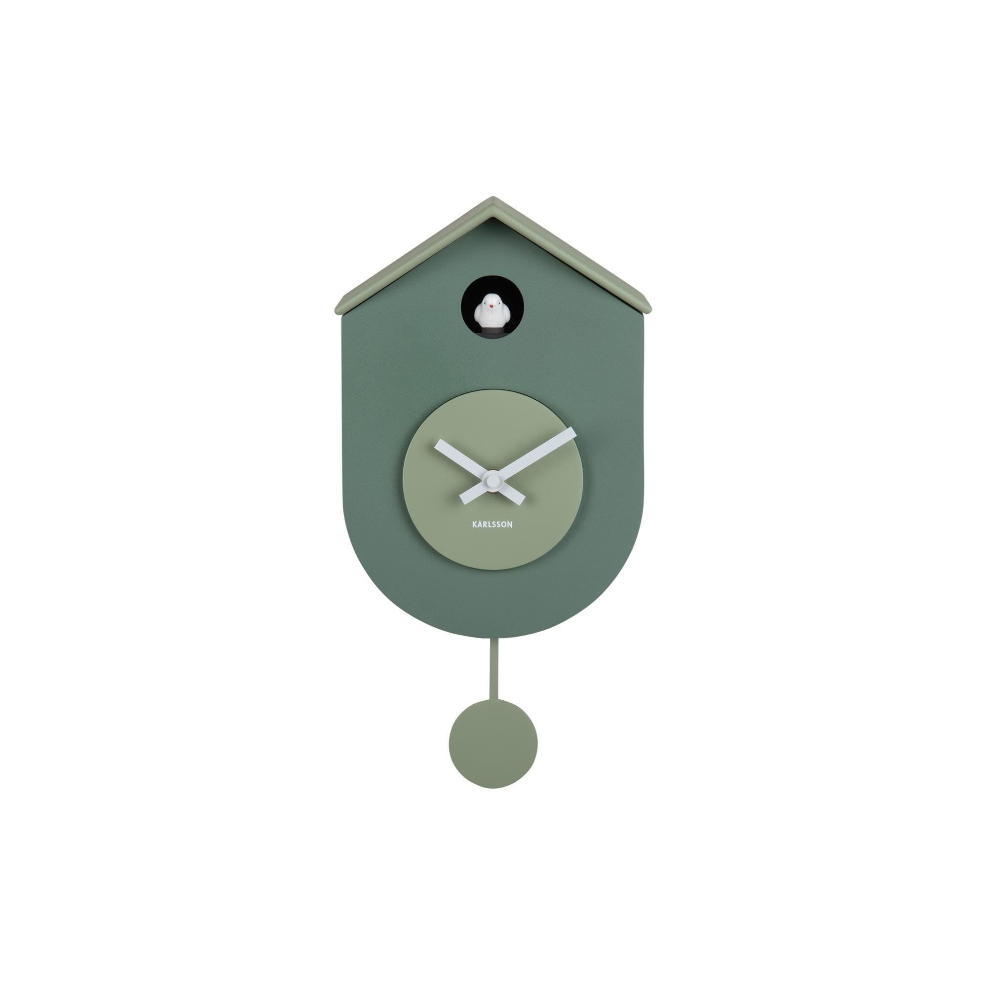 Karlsson Grato - Orologio da parete a cucù con pendolo oscillante, colore: verde giungla e giada grigia