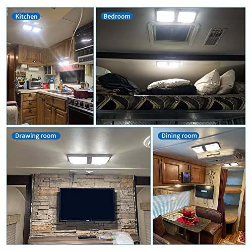 Rvzone Led Rv 12V Led Ceiling Double Dome Light Fixture | 1000 Lm Rv Interior Lighting For Rv Trailer Camper Truck Van Boat Car(Natural White 4000-4500K, 2 Pack) #TOP5