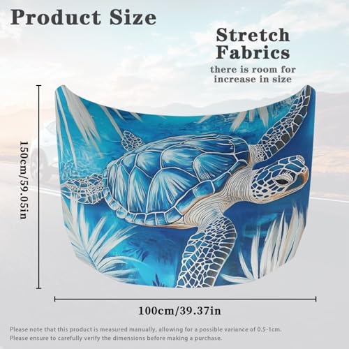 Image of Sea Turtle Print Car Hood Cover Polyester Elastic Fabrics Washable Suitable for Large SUV and Pickup Trucks 39x59in