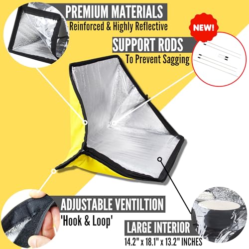 Energy Wise Premium Solar Oven - Portable Outdoor Cooker & Camping Oven, Reinforced & Foldable With Support Rods, Carry Bag & Full Guide on Outdoor Cooking With Beginner Recipes