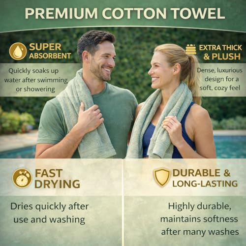 Image of Fitness Mantra Cotton Bath Towel 650 GSM | Heavyweight, Soft & Absorbent | Quick Dry | Large 30 x 60 Inch Towel for Daily Bath Use | 1 Peace| Pista|