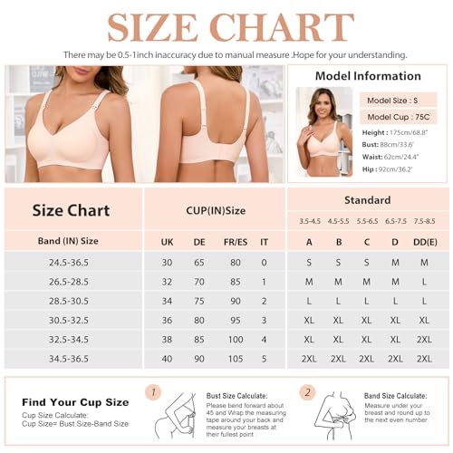CMTOP Nursing Bras for Women Seamless Breathing Maternity Bras Soft and Comfortable Women's Bralette Adjustable and Removable Strap Breastfeeding Bra Pregnancy Sleep Bralette(Nude,XXL) - Image 6