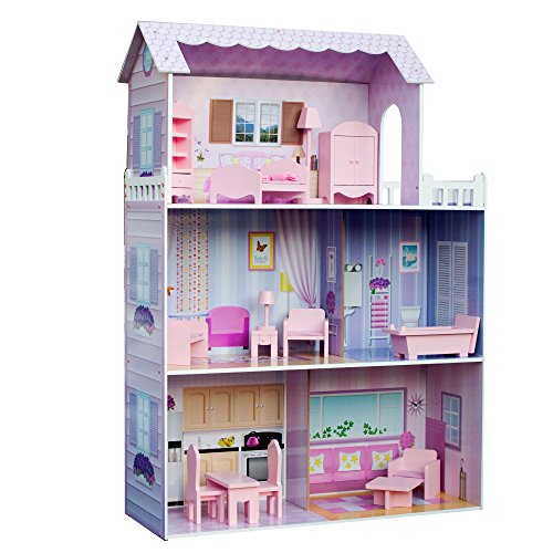 Olivias Kleiner Weltriesenpuppenhaus, großes Holzpuppenhaus mit Möbeln und Accessoires, 3...