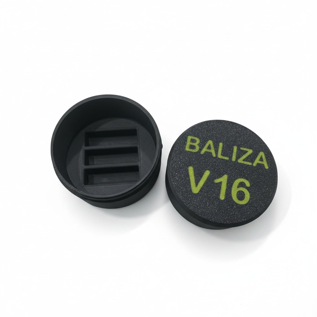 Estuche para protección de Baliza V16 | Funda para V16 | Caja protectora para Baliza | compartimento para pilas | HUECO INTERIOR 8,5x8,5x5,5cm (no incluye Baliza) (Negro)