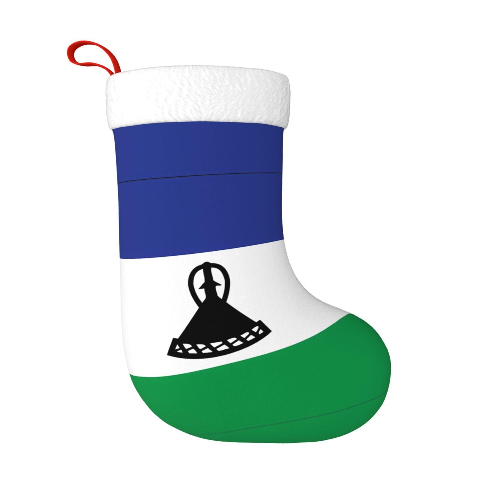Flag of Lesotho Print Christmas Stocking, Fireplace Hanging Stockings, for Family Xmas Holiday Party Decoration Gift
