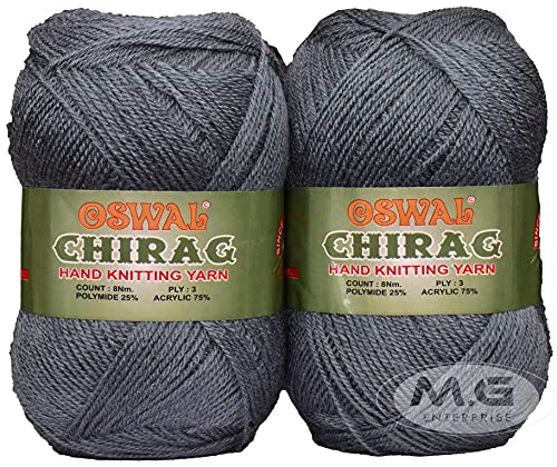 Image of M.G ENTERPRISE Os wal Chirag Light Mouse Grey 200 GMS Wool Ball Hand Knitting Wool /Art Craft Soft Fingering Crochet Hook Yarn, Needle Knitting Yarn Thread Dyed-SART-AJEG