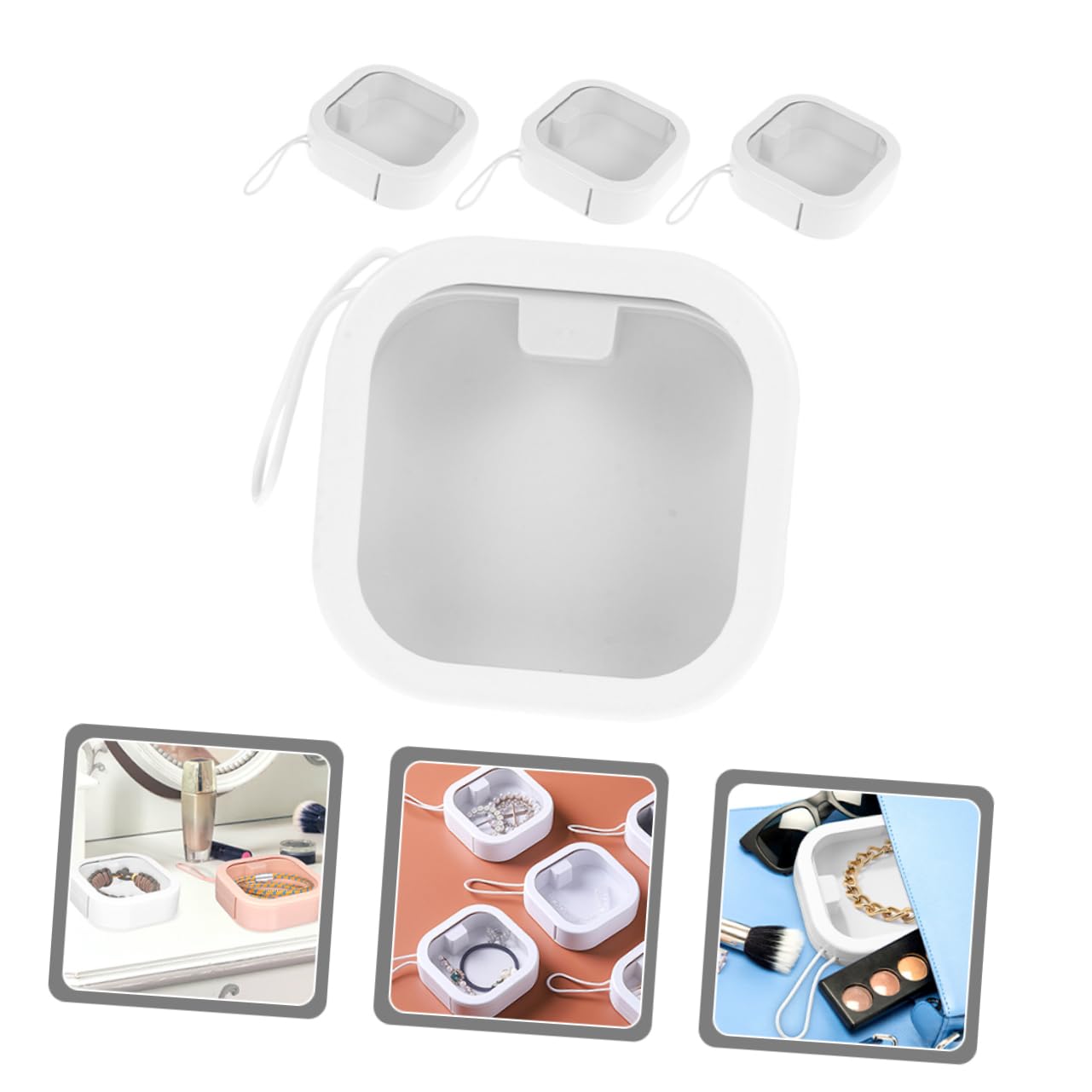 LIFKOME 4 Stück Aufbewahrungsbox für Haaraccessoires aus Abs und Tpe Weiß Tragbar und Leicht zu Reinigen für Haargummis und Haarschmuck