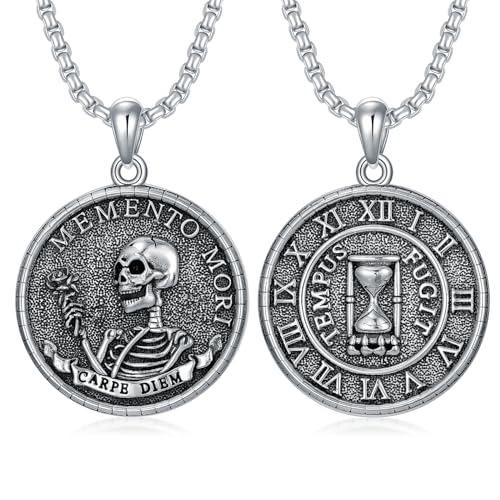 PELOVNY S925 Sterling Silver Amulet Necklace St Michael/Saint Christopher/Compass/Wolf Necklace Protection Pendant Jewelry Christmas Halloween Birthday Gifts for Men Women