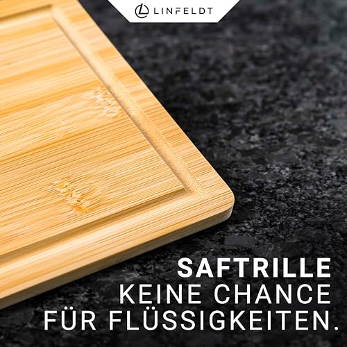 LINFELDT 6er Set Bambus Frühstücksbrettchen Holz 27x16x1cm - Inkl. Saftrille - 6 Holzbretter + eine glatte Seite - Kleine Holzbrettchen - 6 Essbretter aus Bambus 5