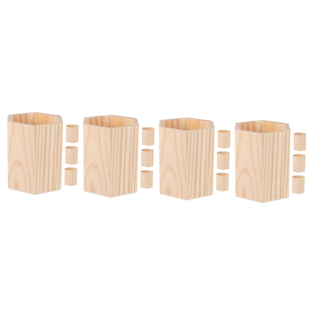 Ciieeo 4 Set Barile Di Stoccaggio in Legno Tazza Portapenne Porta Penna Portapenne Vuoto Portabicchieri Per Penne Portapenne Da Ufficio Tazza Della Matita Di Legno Khaki 4 Pezzi * 4
