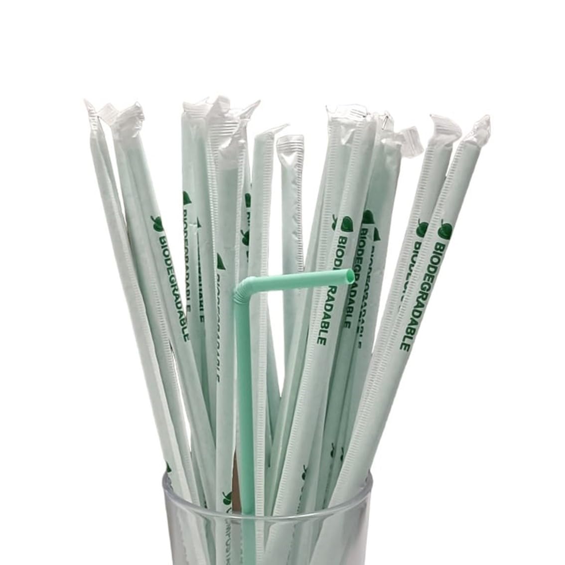 400 Cannucce Biodegradabili Imbustate Singolarmente - Lunghezza 24 cm, Diametro 5 mm - - Flessibili, Compostabili ed Ecosostenibili - Ideali per Bar, Ristoranti, Feste e Catering (400, Pieghevoli)