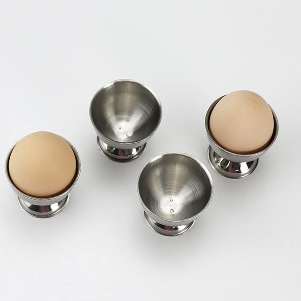 2PCS Stainless Steel Egg Cups Boiled Egg Holder Cup Silver Egg Tray Kitchen Gadgets Tools for Hard Soft Boiled Eggs