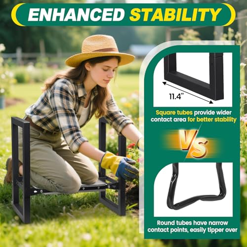 Image of Garden Kneeler and Seat Heavy Duty - 12.7 inch Wide Garden Kneeling Bench Stool with Handles, Folding Knee Seat Chair Gardening Gifts for Seniors Women Men Gardeners Pain-Free Weeding Planting