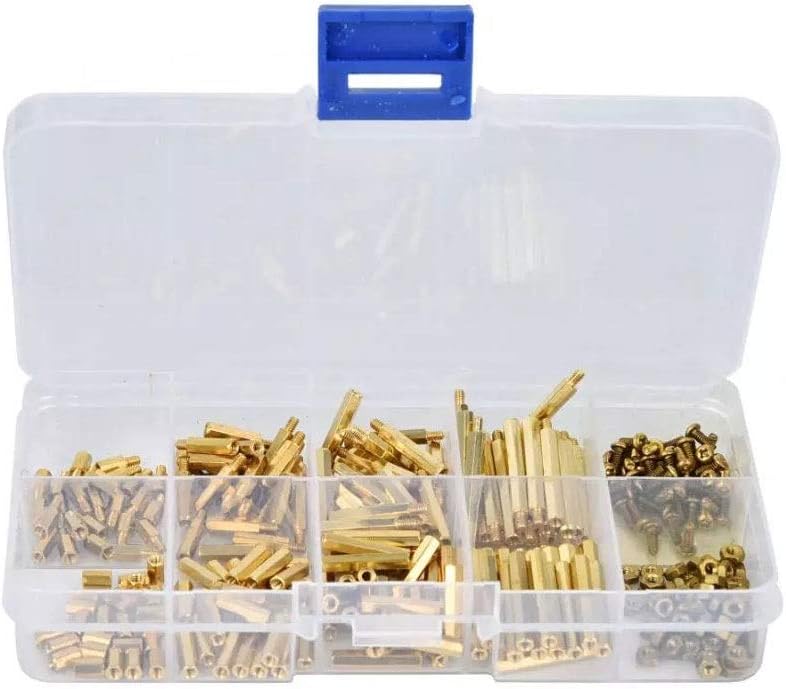 320Pcs M2 Brass Hex Standoff Nut Spacing Screw Assortment Set Male Female Threaded Hollow Pillar PCB Motherboard Spacer