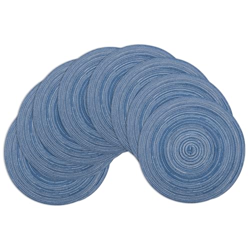 Winknowl Round Braided Placemats Set of 8 Washable Woven Heat Resistant Table Mats for Kitchen Dining Tables 15 inch Round Place Mats (Seascape Blue,8)