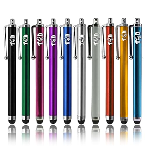 TCD 10 Pack Stylus Pen for Touch Screen, Universal Capacitive Digital Stylus Pen for iPad, iPhone, Tablet, Laptop – Premium Thick Styluses for All Touchscreen Devices with Rubber Tip, Multi Colors