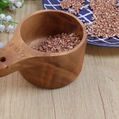 Vaso medidor de madera 1 cup con mango natural miniatura 7