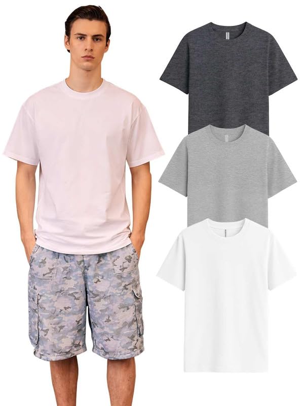 Image of Sleepynuts Half Sleeve Round Neck 100% Cotton Tshirt for Mens Pack of 3 Regular Fit Solid T-Shirts Combo
