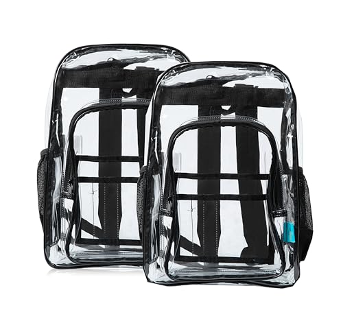 Image of Pack of 2 Clear Backpack Heavy Duty Thick PVC Transparent Backpack, Large Capacity See Through