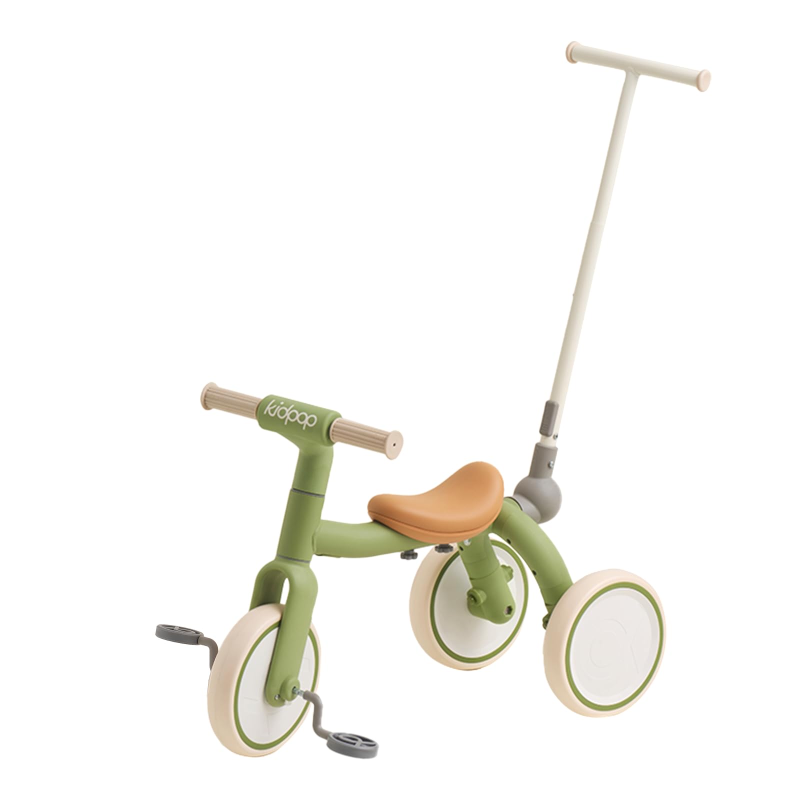 Kidpop 4-in-1 Grow-With-Me Pony Trike for Toddlers, Convertible Balance Bike, Tricycle, Push Trike, Scooter, Adjustable Handle, EVA Wheels, Gift for Kids Ages 1-4 (Green)
