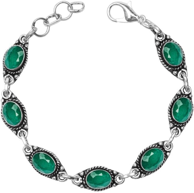 Gemstone Bracelet, Handmade Bracelet for Women, Silver Overlay Oval Gemstone bezel Silver Adjustable Bracelet, Gift