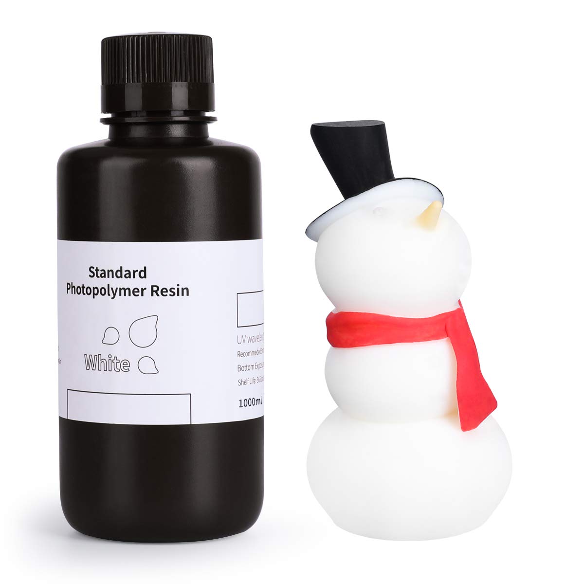 ELEGOOUpgraded Standard 3D Printer Resin 2.0 405nm UV Curing Photopolymer Resin for Mars Saturn Jupiter MSLA DLP LCD 3D Printing, High Precision, Low Odor, White 1000gCarbonfree Certified