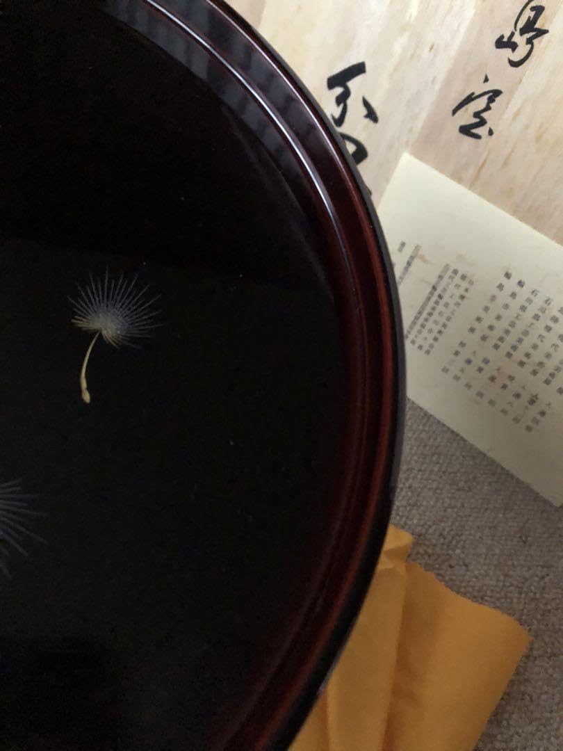 輪島塗　綿毛沈金　溜塗　丸盆　藤野孝一郎氏作　共箱入 51WBMUn-abL._UF894,1000_QL80_.jpg