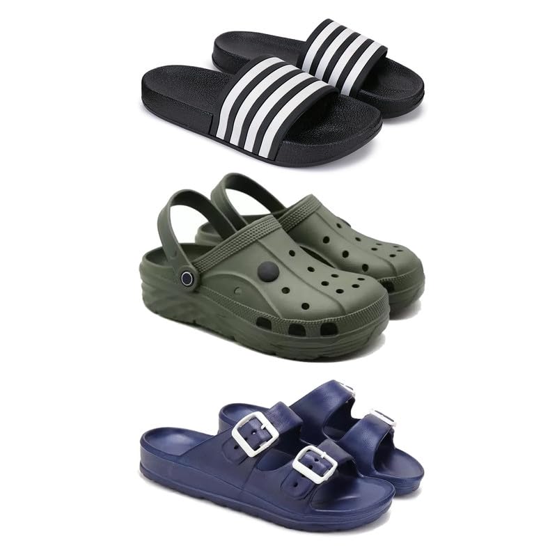 WINGSCRAFT Lightweight Classic Slider || Sandals with Clogs for Men-Combo(3)-3024-3094-3116-10 Blue (B0D3J849FH) Amazon Price History, Amazon Price Tracker
