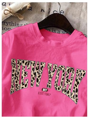 Image of RoseSeek Girl's Graphic Tee Shirt Short Sleeve Round Neck Preppy Casual Trendy Cute Summer Tops