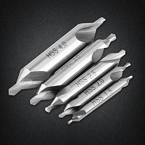 5 Pcs Hss Combined Center Drill Bit Set Countersink Drill Bits 60 Degree Angle Hole Drill 1.5Mm 2Mm 2.5Mm 3Mm 4Mm Cnc Later Accessories #TOP4