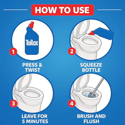 Image of Toilox Disinfectant Toilet Cleaner Liquid, Original - Pack of 8 (8 x 500ml) | Kills 99.9% Germs | Removes Tough Stains | Provides Long Lasting Freshness