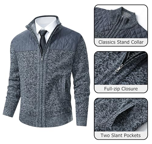 Image of Vcansion Men's Classic Cardigan Sweaters Stand Collar Slim Fit Casual Knitted Sweater