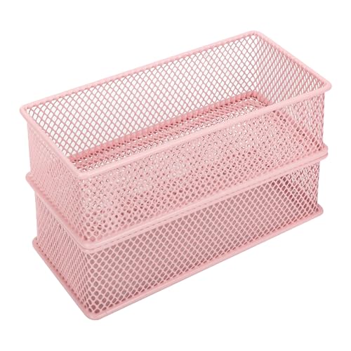 Boîte de rangement rose clair Annova en maille ajourée compacte