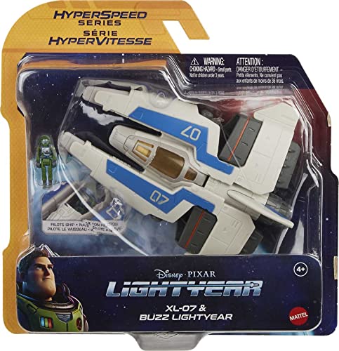 Mattel Disney and Pixar Lightyear Hyperspeed Series Mini Action Figure & Toy Vehicle Set, Buzz Lightyear & XL-07 Spaceship, 5.6-inch Vehicle - image 6