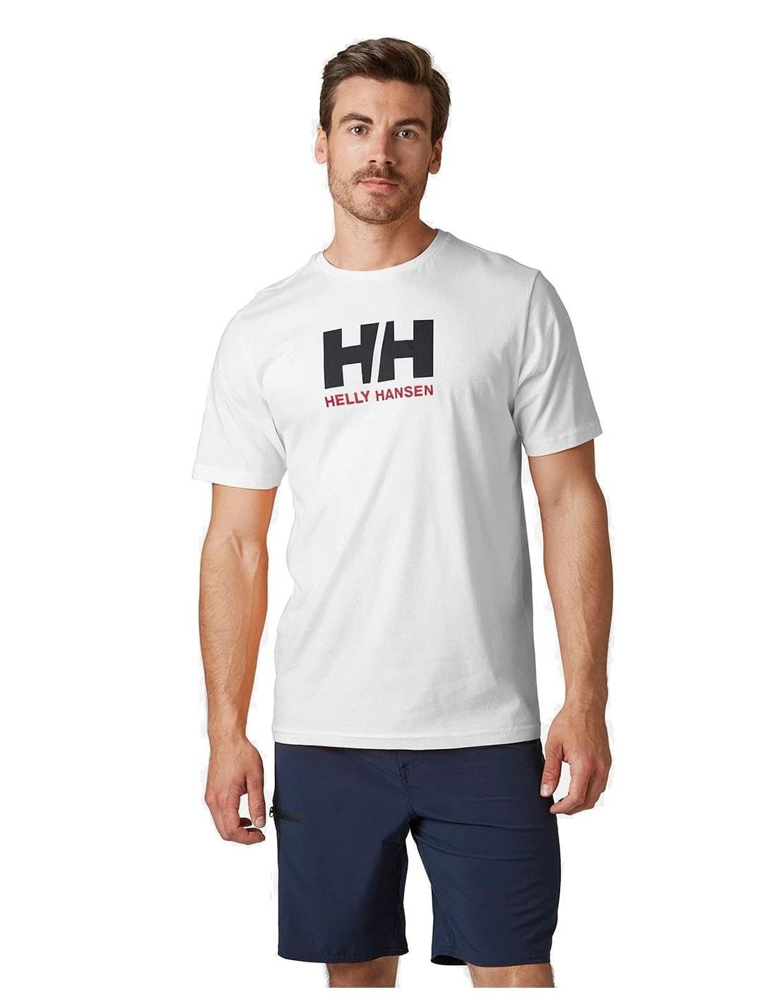 Helly Hansen Hombre Camiseta HH Logo, XL, Blanco