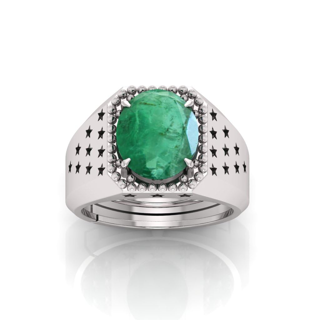 PRANJAL GEMS 15.25 Ratti Panna Stone Original Certified Emerald Gemstone Adjustable Woman Man Ring With Lab Certificate(JU) Silver (B0CMHRHRDL) Amazon Price History, Amazon Price Tracker