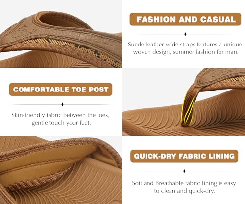 Image of KuaiLu Mens Sport Flip Flops Comfort Orthotic Thong Sandals with Plantar Fasciitis Arch Support Outdoor Summer Beach Size 7~15