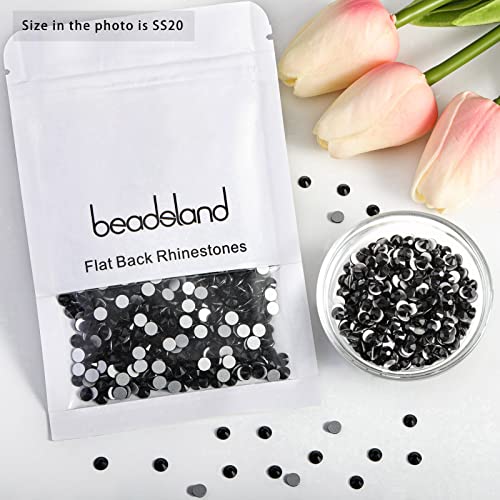 Image of Beadsland Flat Back Crystal Rhinestones,Jet Black, SS50, 144pcs
