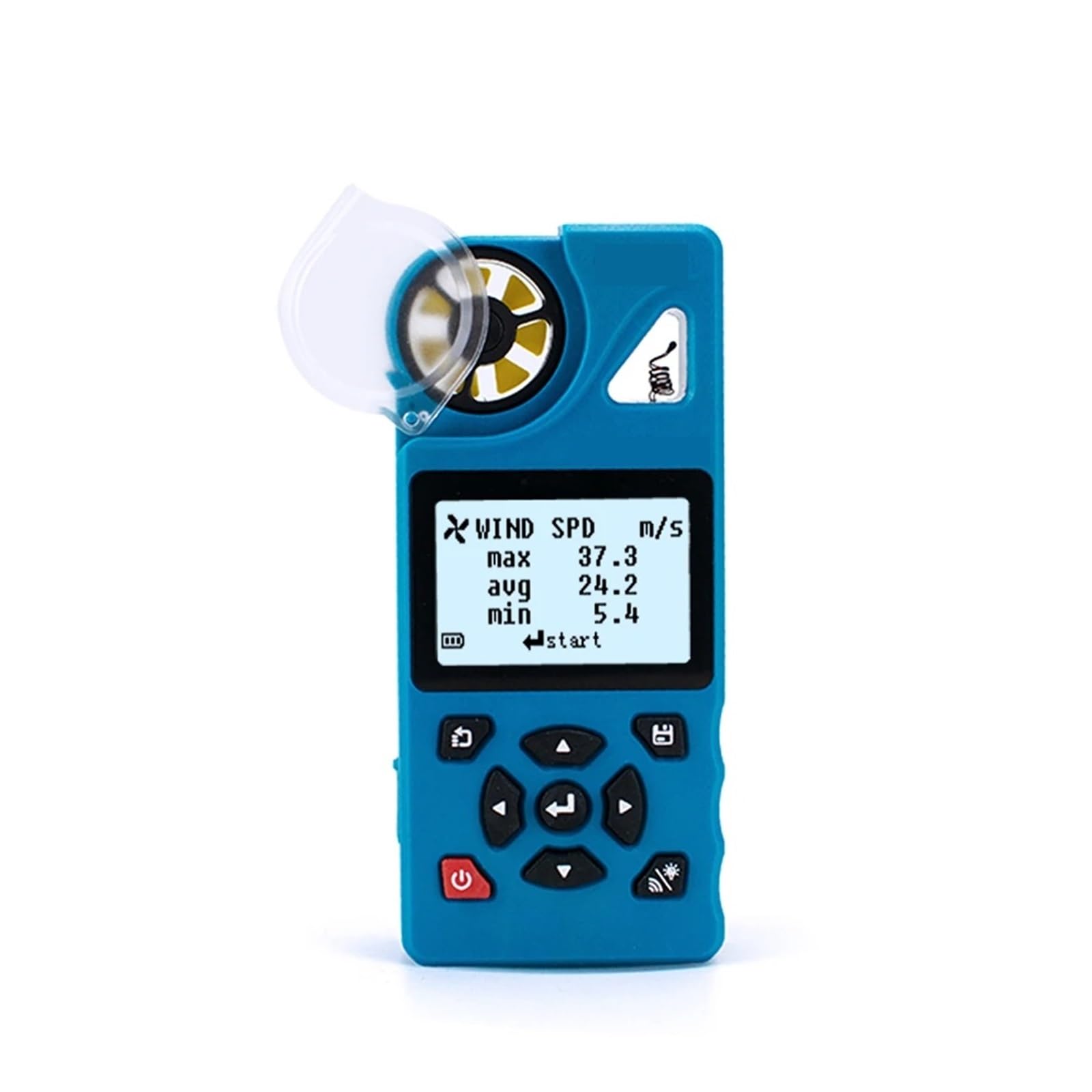 Anemómetro digital con memoria de 8000 Aata, 7 modos de medición y control remoto de temperatura y humedad.