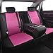 CAR PASS 11PCS Luxurous Leather Universal Car Seat Covers Set ,Universal fit for Vehicles,Cars,SUV,Airbag Compatible (Black and Rose Pink)