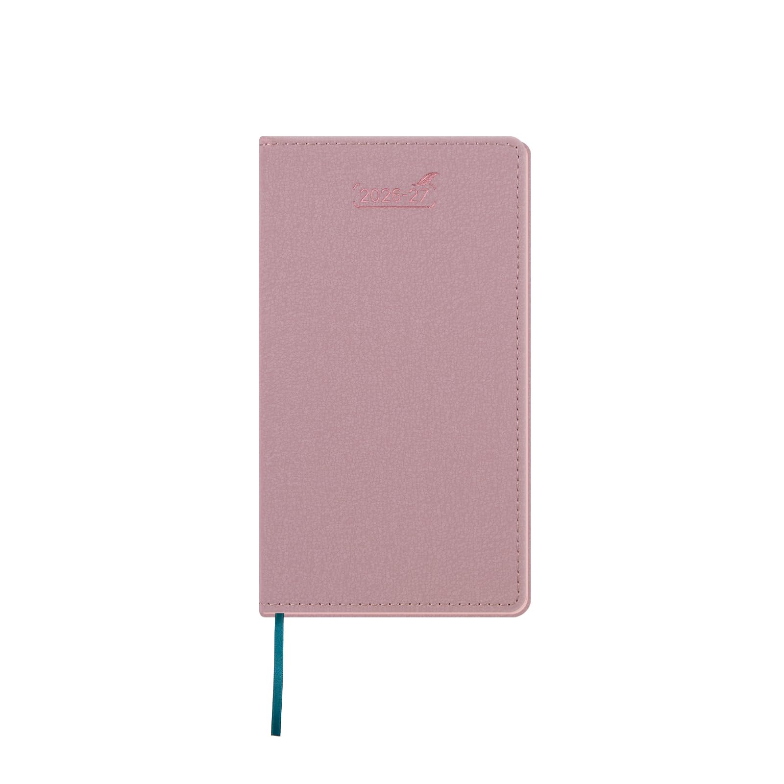 BEZEND Pocket Diary 2026-2027 Month to View (Jul 26-Dec 27), Slim 16.8 x 9.5 cm. 18-Month Monthly Planner with Note Pages, Gilded Edge. Palm-Size for Travel & Work, PU Leather Softcover, Pink