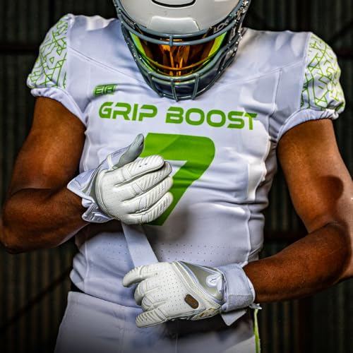 Grip Boost Big Skill 2.0 Adult Lineman Football Gloves (White/Gold, Medium) - image 8
