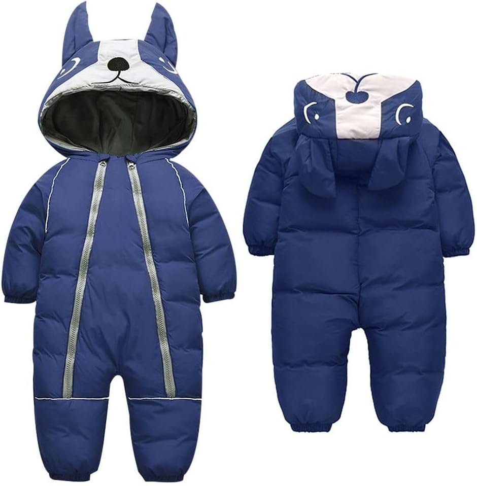 ALLAIBB Toddler Snow Suit Winter Baby Snowsuit Outwear Warm Hood Jumpsuit Convenient Dual-zipper Design For Infant