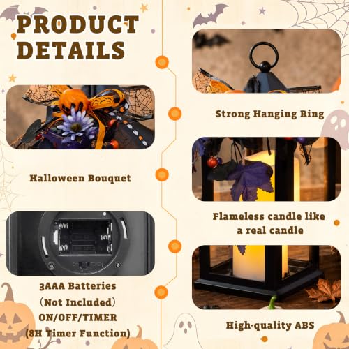 Image of Halloween Lanterns Decorative Indoor, 14 inch Black Outdoor Lantern, 1 Pack