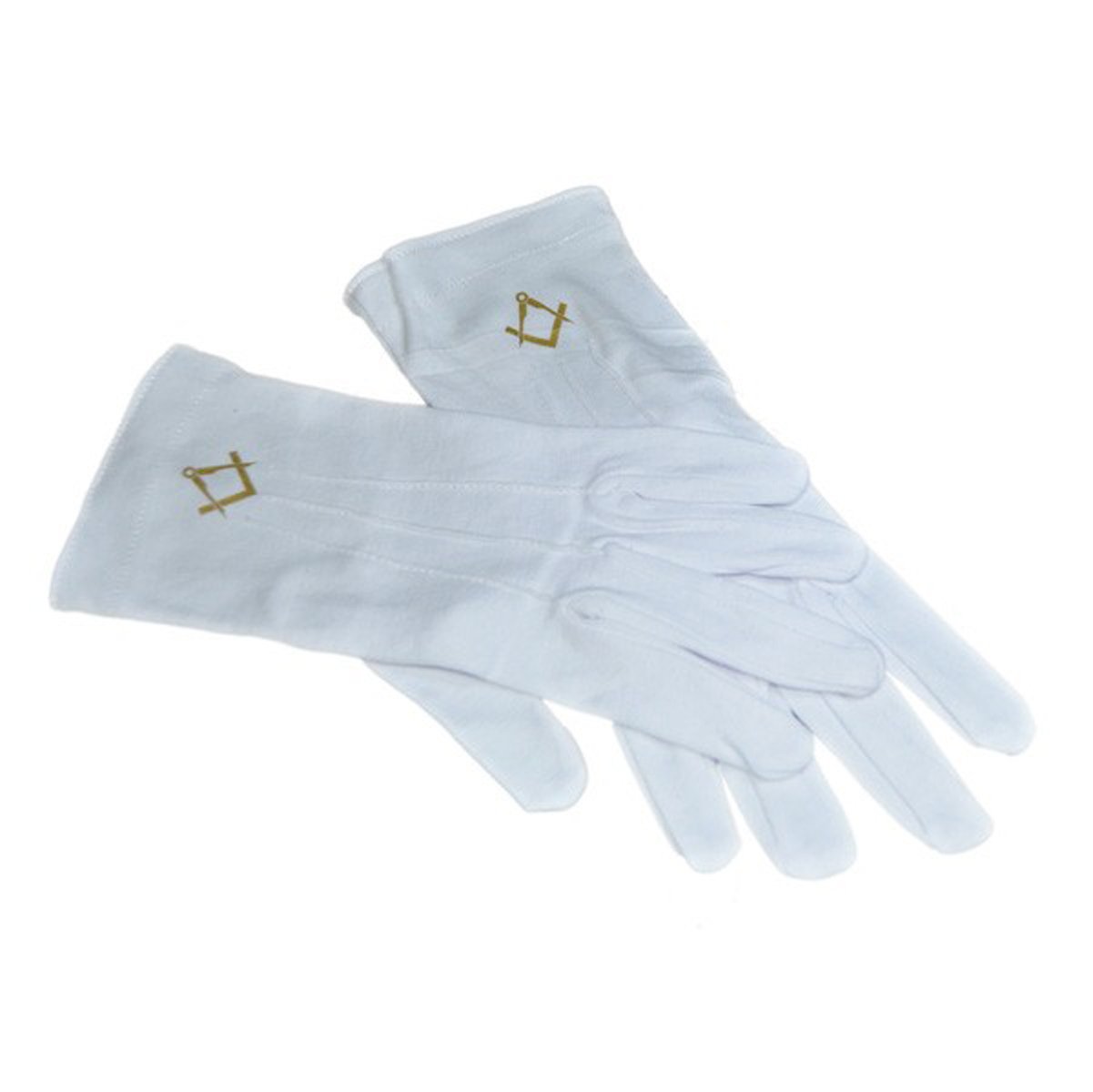 GTR-Prestige Giftware One Size Mens White Cotton Gloves with Gold Masonic Design