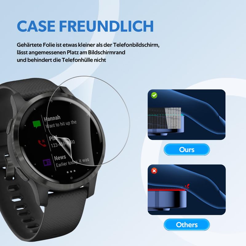 Joywing Für 4 Stück Folie Garmin Vivoactive 4 Schutzfolie Weich TPU Panzerfolie Garmin Vivoactive 4 PanzerSchutzglas, HD Klar Blasenfreie Displayschutz Handyglas