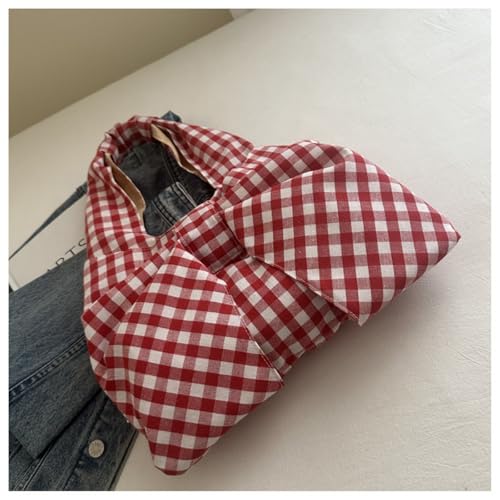 Bolso Tote con moño a cuadros para mujer, gran capacidad miniatura 7