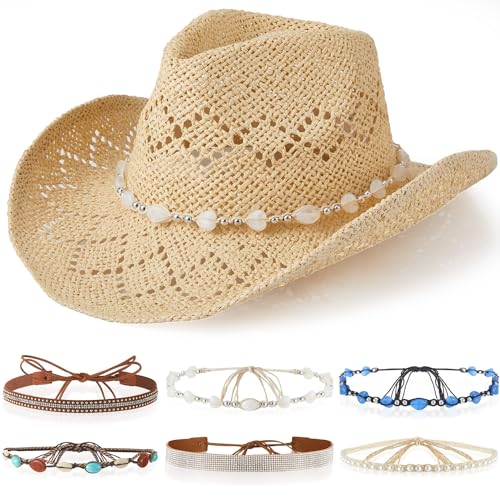 Sombrero vaquero ajustable con bandas intercambiables