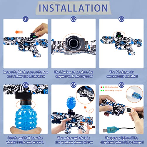 Multford Gel Splatter Cool Ball Blaster M416 With Goggles And 40,000+ Gel Beads Suitable For Backyard Fun And Outdoor Team Shooting Games, Over 12+, Blue For Unisex Kid #TOP4